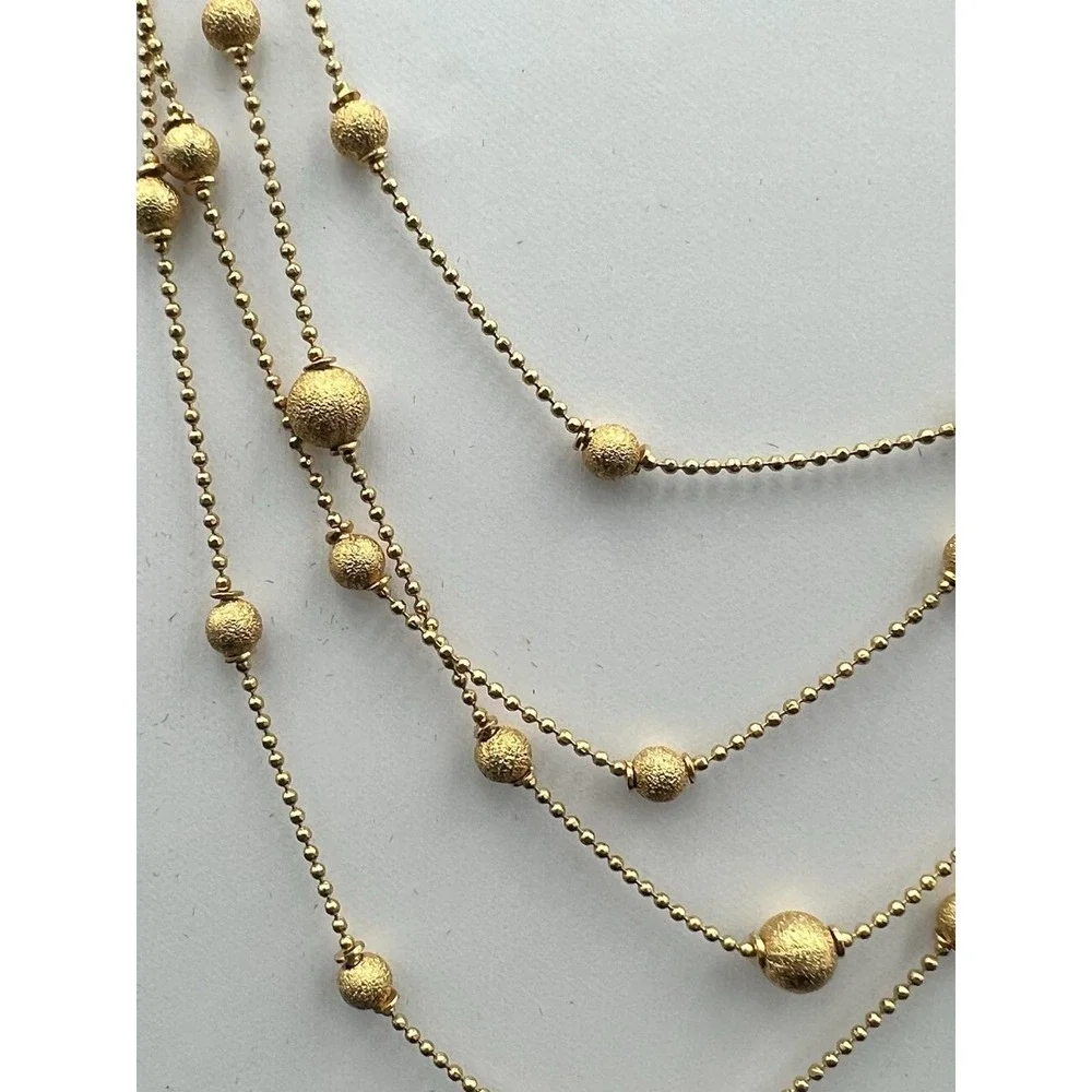 Premiere Designs Gold Tone Multi Strand Textured Bead Necklace Bracelet Set